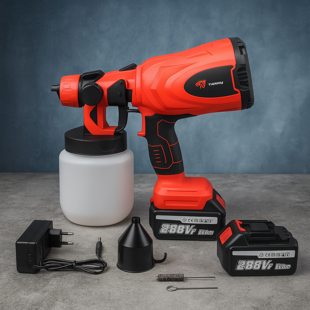 Аккумуляторный краскопульт TIANHU TOOLS 288V с 2 АКБ 3500 мА·ч, бак 800 мл, регулировка распыления